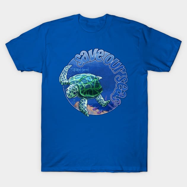 Save Our Seas - Caribbean Sea Turtle T-Shirt by reschasketch